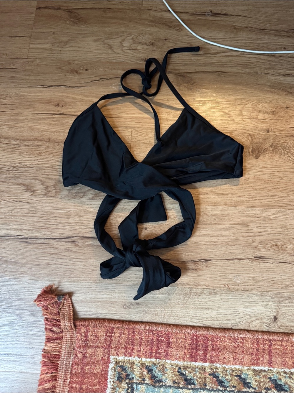 aerie Black Wrap Triangle Bikini Top